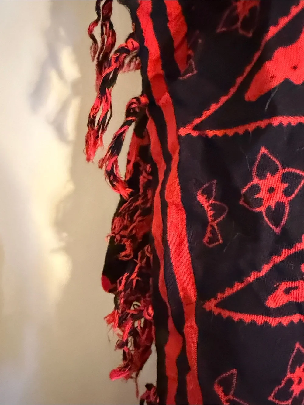 Black and Red Patterned Throw or Shawl